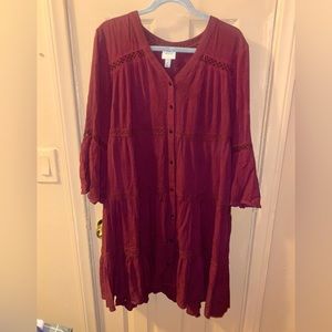 Boho Fall whimsical dress Bell sleeve